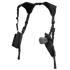 The Condor Vertical Shoulder Holster features dual adjustable straps, a handgun holster on one side, and an accessory pouch on the other.