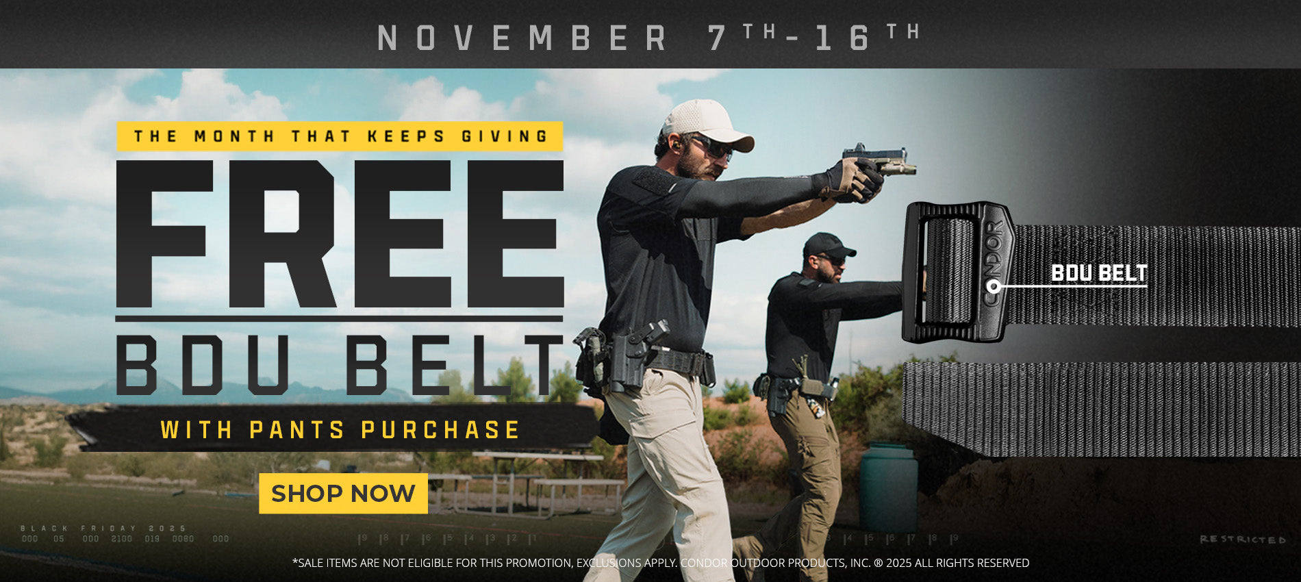 Free BDU Belt with pants purchase