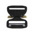The Austrialpin Cobra Buckle - Pro Style features a black and gold metal quick-release design with engraved instructions—ideal for bushcraft adventures or law enforcement gear.