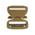 The Austrialpin Cobra Buckle - Pro Style is shown in tan metal, closed with engraved text, labels, and a central release mechanism—perfect for EDC or First Responder gear.