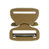 The Austrialpin Cobra Buckle - Pro Style is shown in tan metal, closed with engraved text, labels, and a central release mechanism—perfect for EDC or First Responder gear.