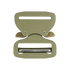 The Cobra Buckle - Pro Style by Austrialpin is an olive green metal buckle with engraved branding, a secure quick-release locking mechanism, and gold release clips—perfect for military or law enforcement use.