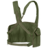 The Condor 7-Pocket Chest Rig in olive green features adjustable shoulder straps, a cross-strap design, side pouches, and secure buckle closures.