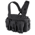 The Condor 7-Pocket Chest Rig is a black tactical vest featuring adjustable shoulder straps and multiple front pouches secured with buckles.