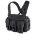 The Condor 7-Pocket Chest Rig is a black tactical vest featuring adjustable shoulder straps and multiple front pouches secured with buckles.