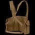 The Condor 7-Pocket Chest Rig is a brown tactical vest featuring adjustable straps, a side utility pouch, and multiple fastening points.