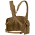 The Condor 7-Pocket Chest Rig is a brown tactical vest featuring adjustable straps, a side utility pouch, and multiple fastening points.