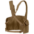 The Condor 7-Pocket Chest Rig is a brown tactical vest featuring adjustable straps, a side utility pouch, and multiple fastening points.