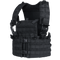 The Condor Modular Chest Set is a black tactical vest with adjustable shoulder straps, front buckles, and multiple webbing loops for attaching bushcraft or EDC gear.