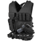 The Condor Cross Draw Vest is a black tactical vest featuring multiple pockets, a holstered handgun, and gear attachments, designed for first responders or law enforcement professionals.