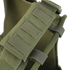 Close-up of the Condor Defender Plate Carriers olive green shoulder strap, featuring reinforced stitching and multiple attachment loops.