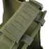 Close-up of the Condor Defender Plate Carriers olive green shoulder strap, featuring reinforced stitching and multiple attachment loops.