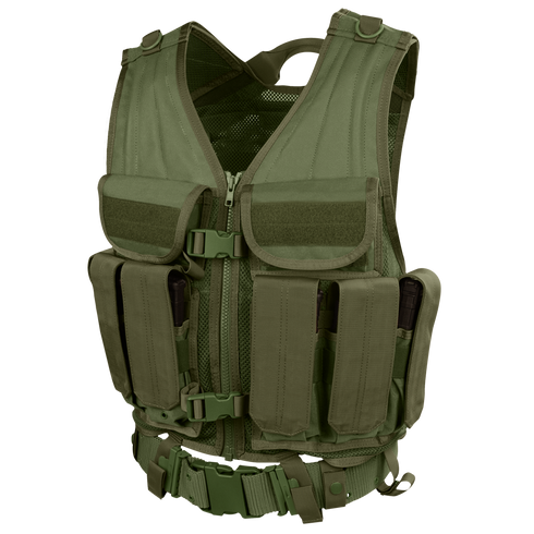 The Condor Elite Tactical Vest in Olive Drab features multiple pockets, a zippered front, adjustable straps, and a mesh back panel, offering optimal gear and equipment storage.