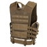The Condor Elite Tactical Vest in tan features multiple MOLLE straps, adjustable side straps, and a breathable mesh back panel. Ideal for military or law enforcement, it securely holds a radio or device in a side pocket for convenient EDC.
