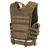 The Condor Elite Tactical Vest in tan features multiple MOLLE straps, adjustable side straps, and a breathable mesh back panel. Ideal for military or law enforcement, it securely holds a radio or device in a side pocket for convenient EDC.