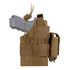 The Condor Ambidextrous Holster - Glock, shown in tan with a grey training gun, features multiple straps and a compact side pouch—perfect for law enforcement or EDC—isolated on a white background.