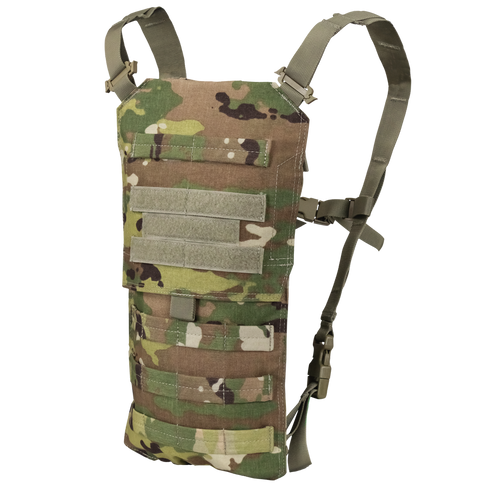 The Condor Oasis Hydration Carrier in Scorpion OCP features adjustable straps and MOLLE webbing, shown on a white background.