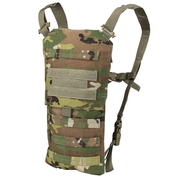 The Condor Oasis Hydration Carrier in Scorpion OCP features adjustable straps and MOLLE webbing, shown on a white background.