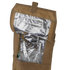 The Condor Oasis Hydration Carrier is a tan insulated pouch with a reflective silver thermal lining and hook-and-loop flap, designed for temperature-sensitive storage—ideal for military or first responder use.