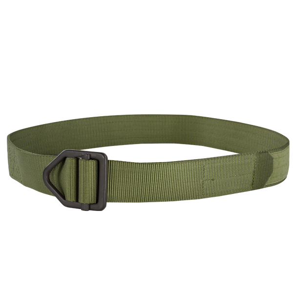 The Condor Instructors Belt, featuring green nylon and a black metal buckle, is displayed against a white background.