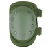 The Condor Knee Pads 1 feature an olive green color, a hard plastic shell, eight rivets, and two adjustable right-side straps for secure fit.