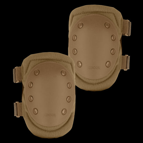Condor Knee Pads 1 feature hard protective caps and adjustable straps, making them ideal for military use or as reliable EDC gear for first responders.
