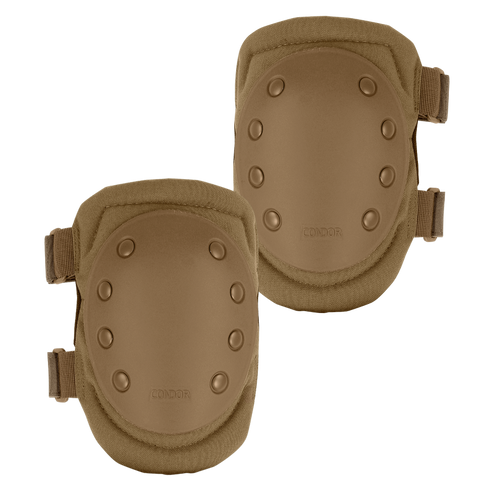 Condor Knee Pads 1 feature hard protective caps and adjustable straps, making them ideal for military use or as reliable EDC gear for first responders.