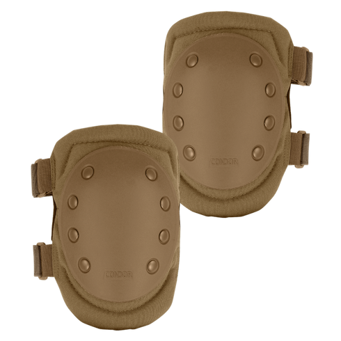 Condor Knee Pads 1 feature hard protective caps and adjustable straps, making them ideal for military use or as reliable EDC gear for first responders.