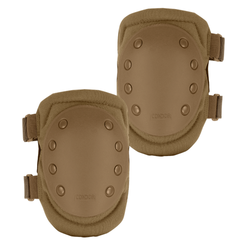 Condor Knee Pads 1 feature hard protective caps and adjustable straps, making them ideal for military use or as reliable EDC gear for first responders.