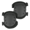 Condor Knee Pads 2 are black knee pads featuring hard plastic shells, ventilation holes, and adjustable straps for protection during physical activities.