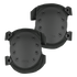 Condor Knee Pads 2 are black knee pads featuring hard plastic shells, ventilation holes, and adjustable straps for protection during physical activities.