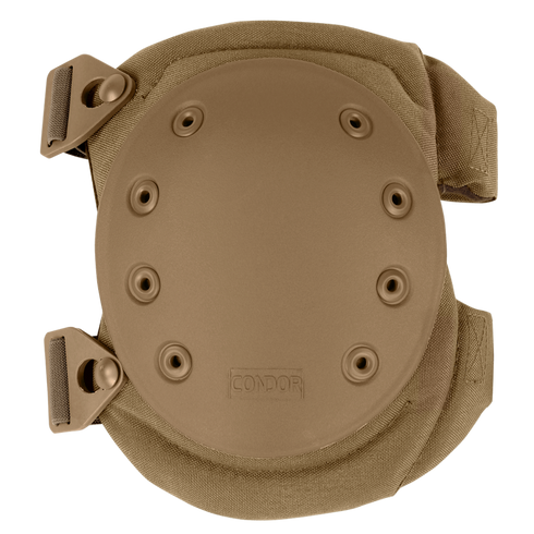 Condor Knee Pads 2 in tan with multiple rivets, adjustable straps, and the Condor logo on the front.