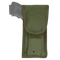 The Condor Pistol Pouch in Olive Drab features a fabric flap cover with velcro closure and holds a gray training pistol partially visible at the top.