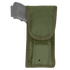 The Condor Pistol Pouch in Olive Drab features a fabric flap cover with velcro closure and holds a gray training pistol partially visible at the top.