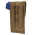 The Condor Pistol Pouch is a tan nylon pouch with two vertical straps and snap buttons on the back, designed to hold a blue plastic training magazine.