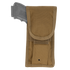The Condor Pistol Pouch in tan nylon, featuring a flap closure, securely holds a gray training pistol that is partially visible at the top.
