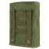 The Condor Gas Mask Pouch is an olive green tactical pouch featuring MOLLE webbing and two snap-button straps on the back.