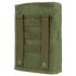 The Condor Gas Mask Pouch | SALE is a green tactical pouch with MOLLE webbing and snap-button straps on the back for secure attachment to compatible gear.