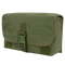 The Condor Gas Mask Pouch is a rectangular olive drab canvas pouch with a front flap, secured by a plastic buckle and trimmed with matching fabric.