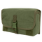 The Condor Gas Mask Pouch is a rectangular olive drab canvas pouch with a front flap, secured by a plastic buckle and trimmed with matching fabric.