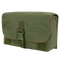The Condor Gas Mask Pouch is a rectangular olive drab canvas pouch with a front flap, secured by a plastic buckle and trimmed with matching fabric.