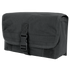 The Condor Gas Mask Pouch is a black tactical pouch with a front flap, secured by a plastic buckle and hook-and-loop fasteners, made from durable fabric.