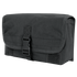 The Condor Gas Mask Pouch is a black tactical pouch with a front flap, secured by a plastic buckle and hook-and-loop fasteners, made from durable fabric.