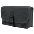 The Condor Gas Mask Pouch is a black tactical pouch with a front flap, secured by a plastic buckle and hook-and-loop fasteners, made from durable fabric.