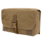 The Condor Gas Mask Pouch, made of brown canvas with a flap cover secured by a plastic buckle and Velcro, is displayed against a white background.