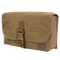 The Condor Gas Mask Pouch, made of brown canvas with a flap cover secured by a plastic buckle and Velcro, is displayed against a white background.