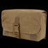 The Condor Gas Mask Pouch, made of brown canvas with a flap cover secured by a plastic buckle and Velcro, is displayed against a white background.