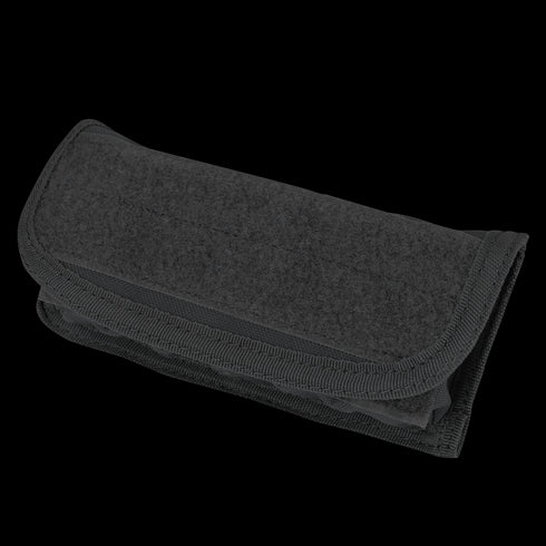 The Condor Shotgun Ammo Pouch is a black, rectangular fabric pouch with reinforced edges and flap closure, perfect for bushcraft or range gear. Shown against a white background.