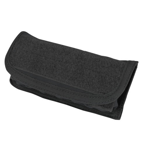 The Condor Shotgun Ammo Pouch is a black, rectangular fabric pouch with reinforced edges and flap closure, perfect for bushcraft or range gear. Shown against a white background.