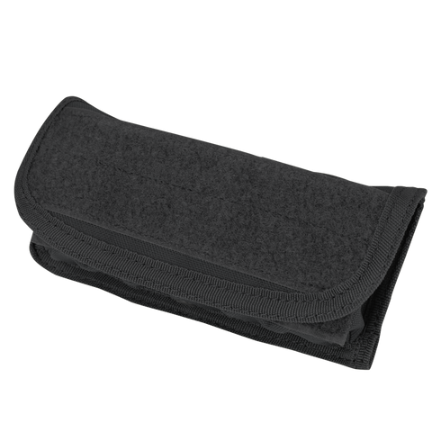 The Condor Shotgun Ammo Pouch is a black, rectangular fabric pouch with reinforced edges and flap closure, perfect for bushcraft or range gear. Shown against a white background.